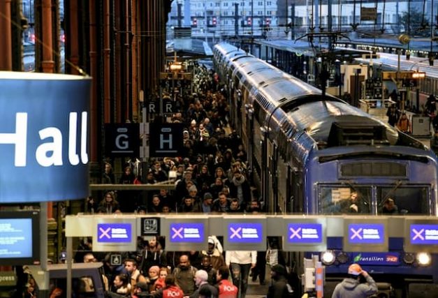 Busy platforms Gare de Lyon in Paris on December 12, 2019. 