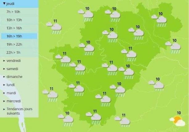 Afternoon forecast for the weather in Charente 