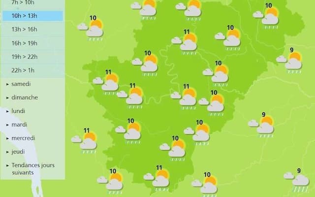 The weather in Charente will feature rain today before a beautiful weekend