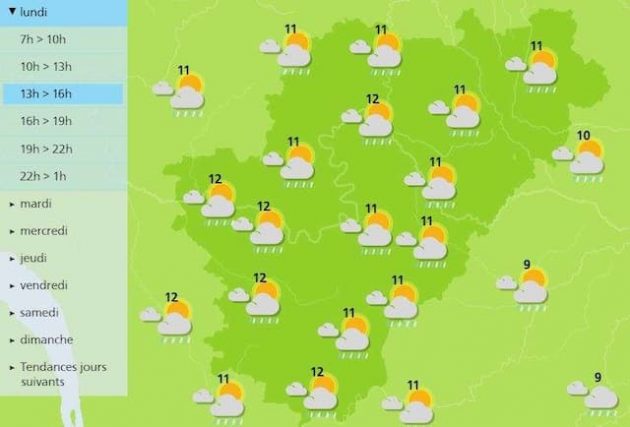 The weather in Charente will be cloudy this Monday afternoon 