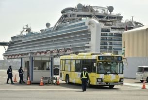 The cruise ship Diamond Princess in quarantine in the port of Yokohama on February 20, 2020 in Japan.