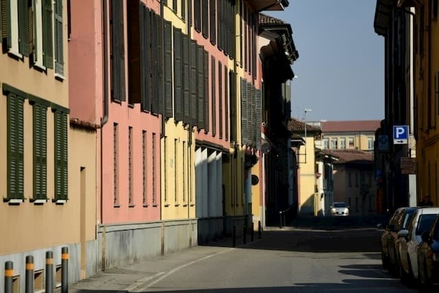 A deserted street in Codogno, near Milan, on February 22, 2020 in Italy.