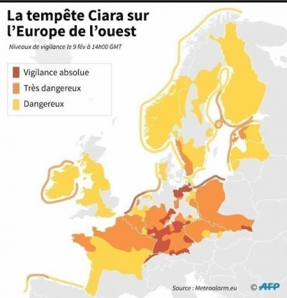 Storm Ciara over western Europe. 