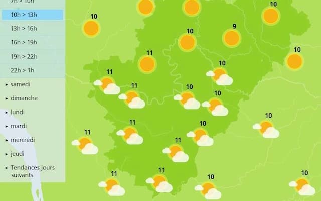 The weather in Charente will be a sunny day