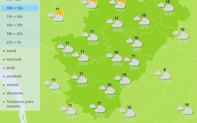 The weather in Charente will be grey and cloudy this morning