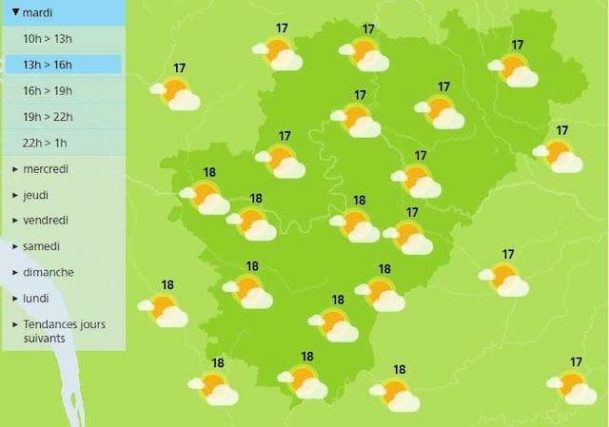 The afternoon forecast for the weather in Charente should see a nice afternoon