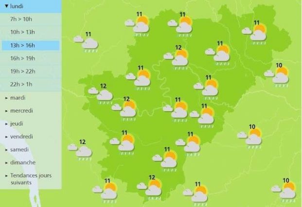 Afternoon forecast for the weather in Charente