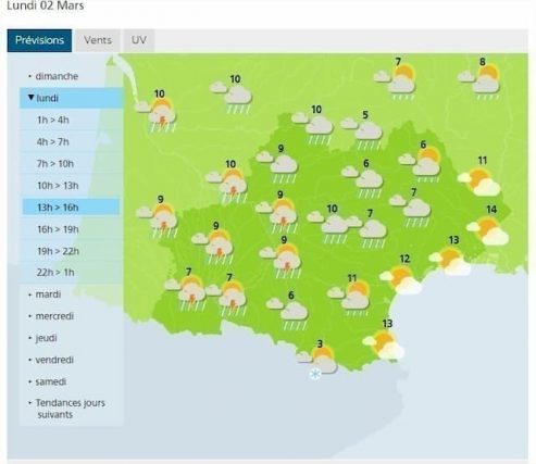 The weather for your Monday afternoon in Toulouse and Occitanie