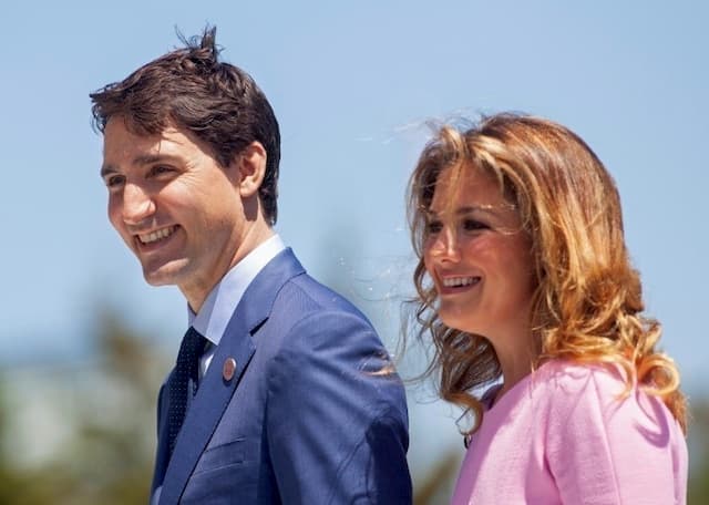 Prime Minister Justin Trudeau and his wife Sophie Gregoire Trudeau on June 8, 2018 in La Malbaie,