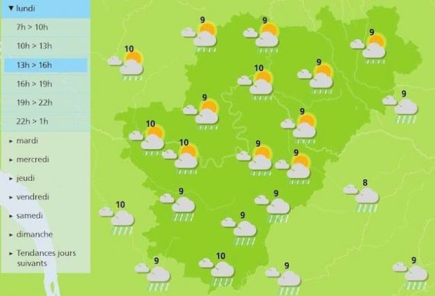 Afternoon forecast for the weather in Charente