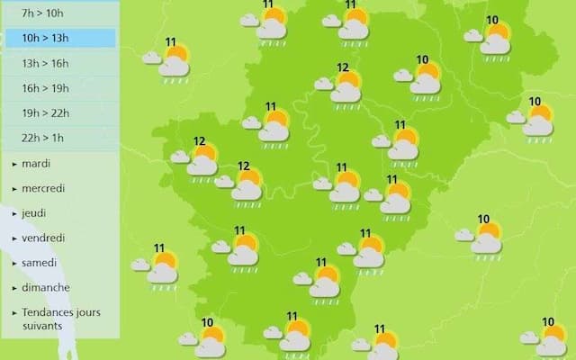 The weather in Charente will be a mix of rain with sunny spells