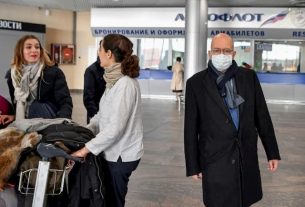 French Ambassador to Russia Pierre Levy at Sheremetyevo Airport in Moscow where French people are preparing to be repatriated on April 4, 2020.
