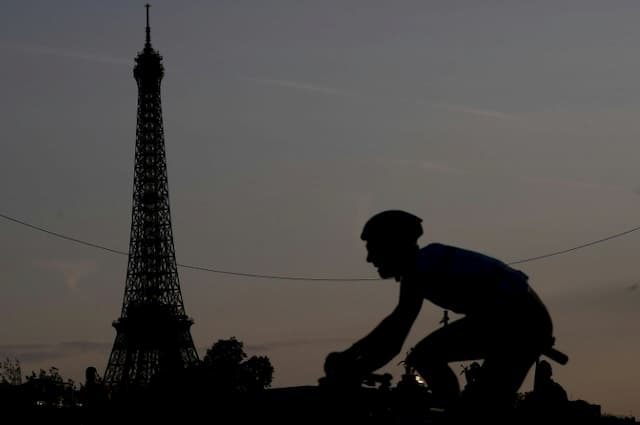 A cyclist during the 21st and last stage of the Tour de France 2019, between Rambouillet and the Champs-Elysées, in Paris, on July 28, 2019.