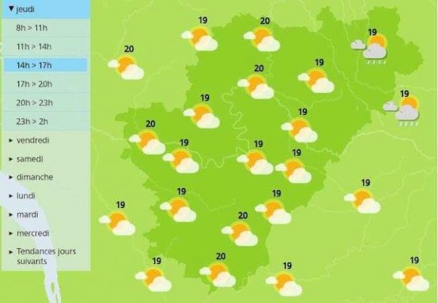 The afternoon forecast for the weather in Charente 