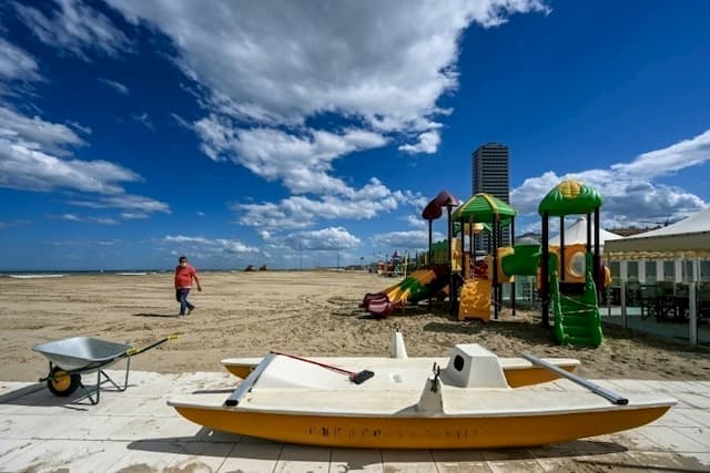 Cesenatico beach on the Adriatic coast on May 11, 2020 in Italy. 