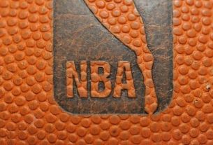 The NBA logo on a ball during the game between the Denver Nuggets and the Portland Trail Blazers on December 28, 2010