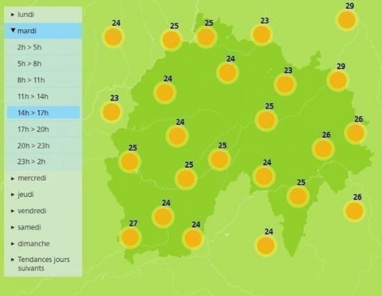 Small rise in temperatures this afternoon. in Cantal