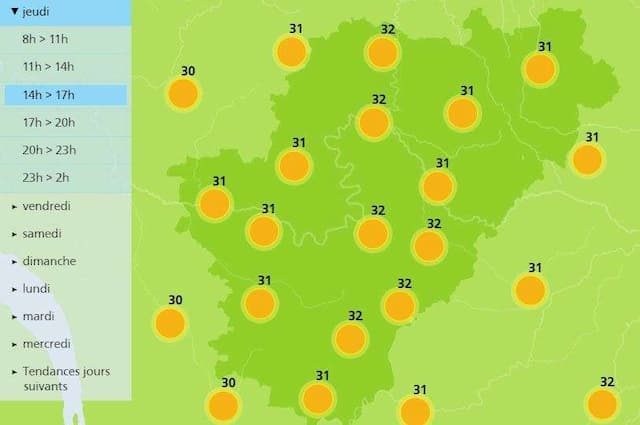 The afternoon forecast for the weather in Charente 