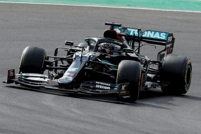 Briton Lewis Hamilton (Mercedes) during the F1 Portuguese Grand Prix on October 25, 2020 in Portimao.