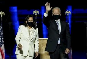 Kamala Harris and Joe Biden, after the announcement of their victory