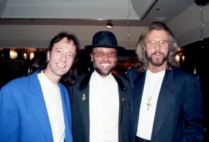 Bee Gees singers Robin, Maurice and Barry Gibb, in 1991