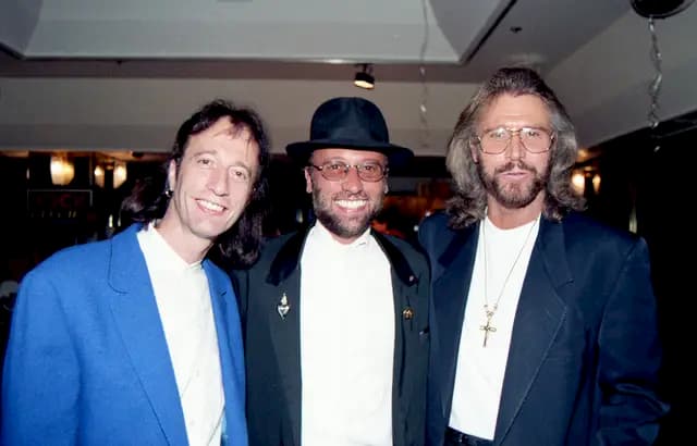 Bee Gees singers Robin, Maurice and Barry Gibb, in 1991