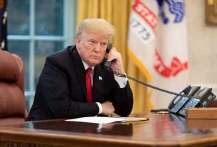 US President Donald Trump on the phone in 2018