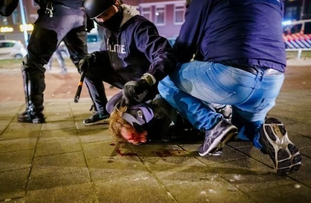 Police clashed with protestors in the Netherlands