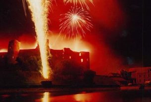 Pouancé fireworks for bastille day, july 14th