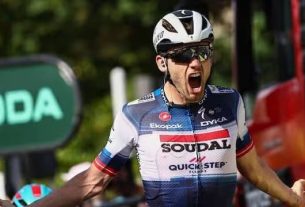 The joy of Kasper Asgreen, winner at Bourg-en-Bresse.