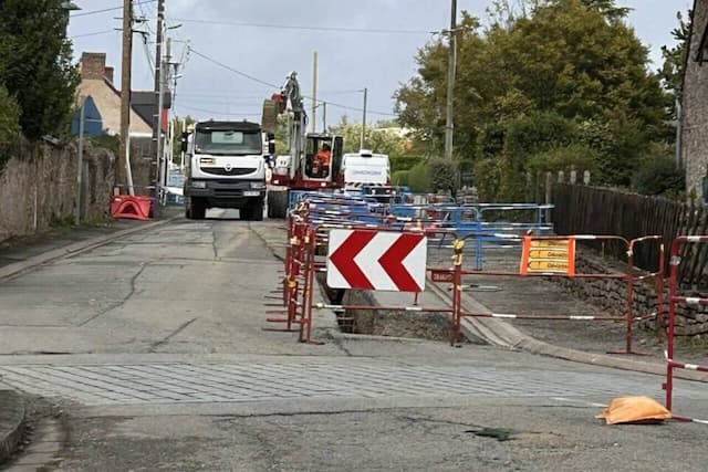 Major roadworks taking place in Villepôt near to Châteaubriant
