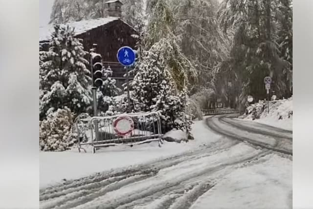 Alps. Large Quantities of Snow are Falling in these Communities, Roads Closed