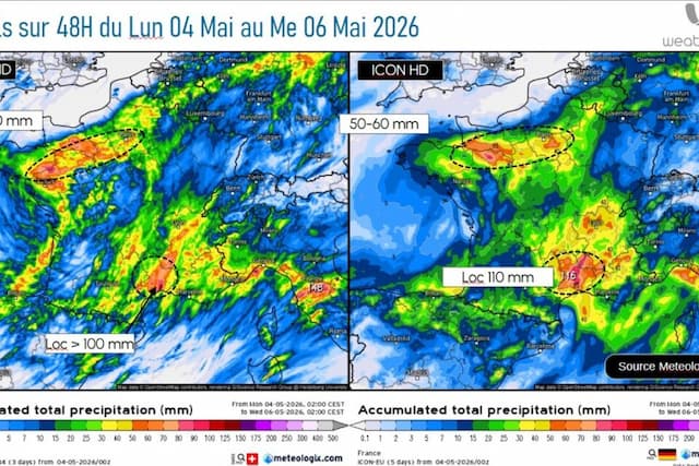 Rainfall forecast for France
