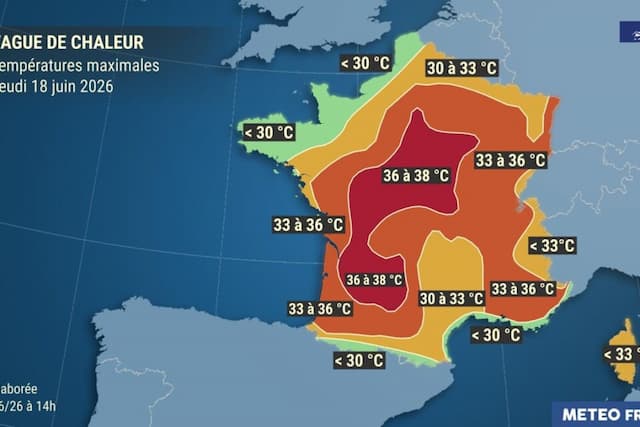 Temperatures forecast in France this Thursday, June 18, 2026