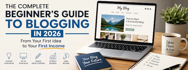 The Complete Beginner’s Guide to Blogging in 2026: From Your First Idea to Your First Income